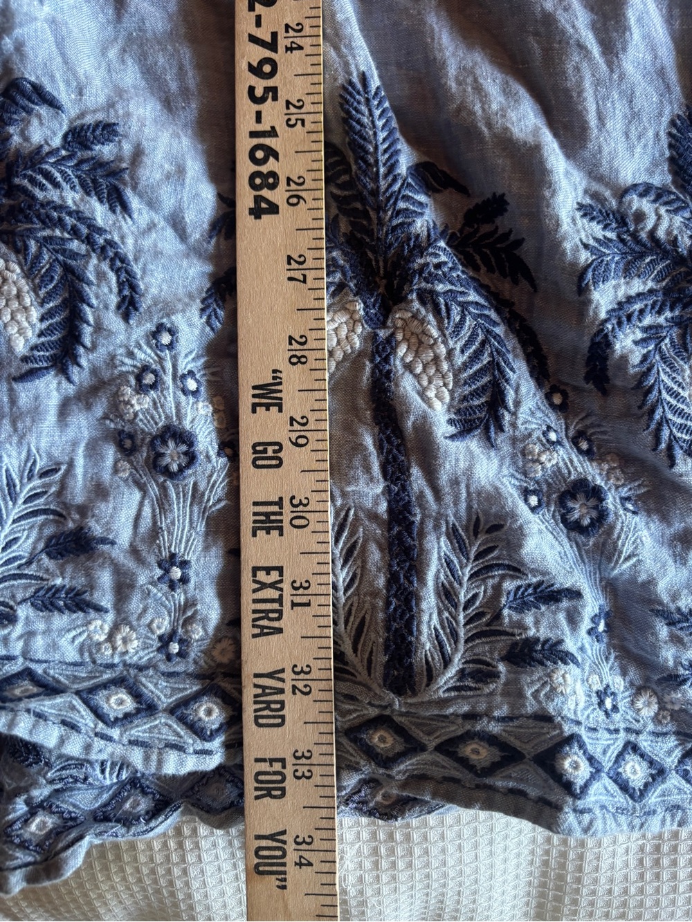 spartina 449 medium blue linen embroidered palm tree tunic dress coastal boho - Picture 9 of 9